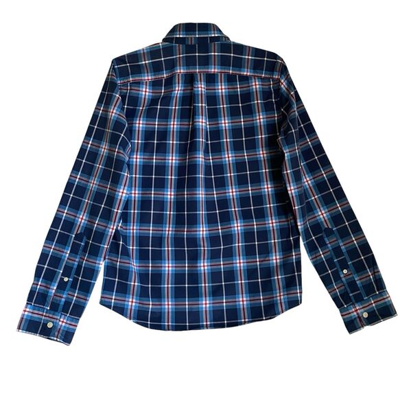 Abercrombie & Fitch Muscle Shirt Men S Plaid BlueRed Button Down Long Sleeve - Picture 3 of 10